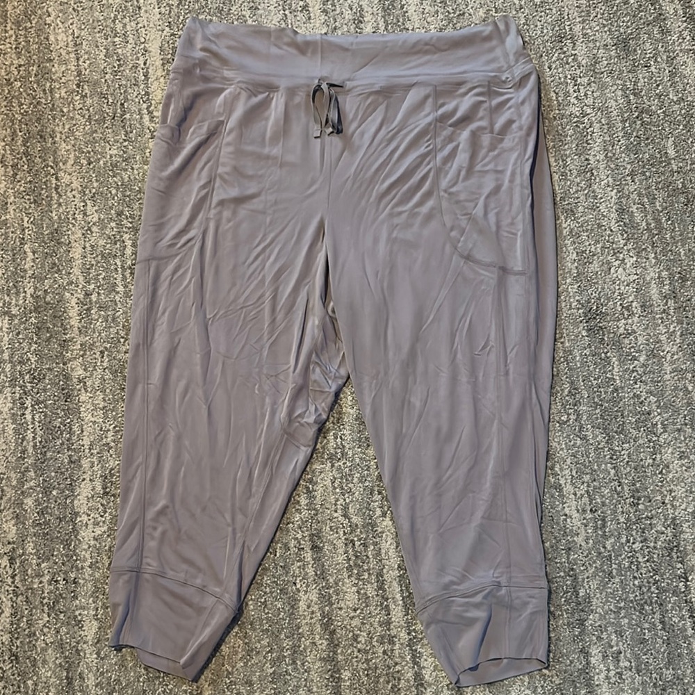 Fabletics Gray and Purple Pajama Pants Relaxed Fit